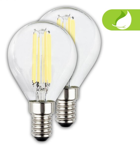 BRILONER EEK A 2ks sada E14 LED žárovka, třída A, Filament, 50.000h, 840lm, 4W, teple bílé světlo, kapka 0555004