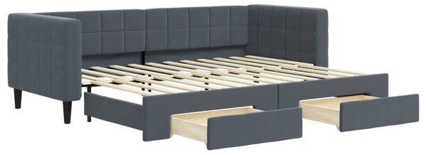 Válenda s přistýlkou a zásuvkami tmavě šedá 80 x 200 cm samet 3196733
