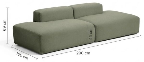 Kave Home Zelená trojmístná pohovka Blok 290 cm