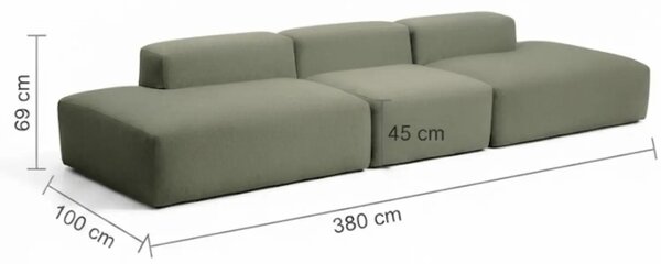 LaForma Zelená čtyřmístná pohovka Blok 380 cm