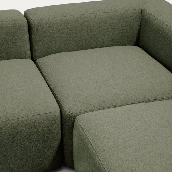 Kave Home Zelená rohová pohovka Blok 320 cm, pravá