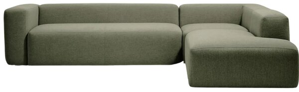 Kave Home Zelená rohová pohovka Blok 320 cm, pravá