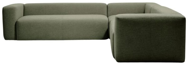 Kave Home Zelená rohová pohovka Blok 320 x 320 cm, levá/pravá