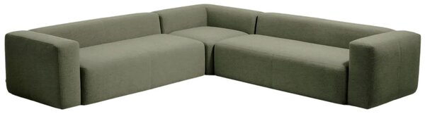 Kave Home Zelená rohová pohovka Blok 320 x 320 cm, levá/pravá