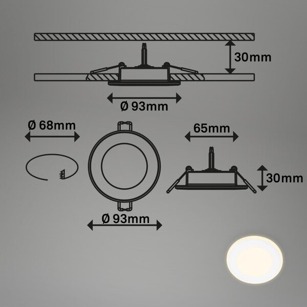 BRILONER Gima 3ks sada LED vestavné bodové svítidlo, 3 krokové ovládání, bílé 7988036