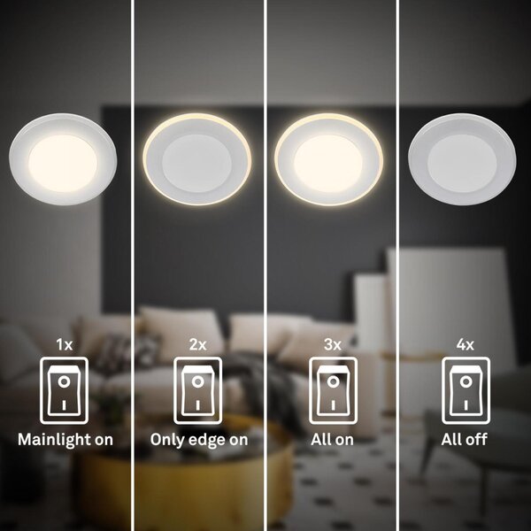 BRILONER Gima 3ks sada LED vestavné bodové svítidlo, 3 krokové ovládání, matný chrom 7988034