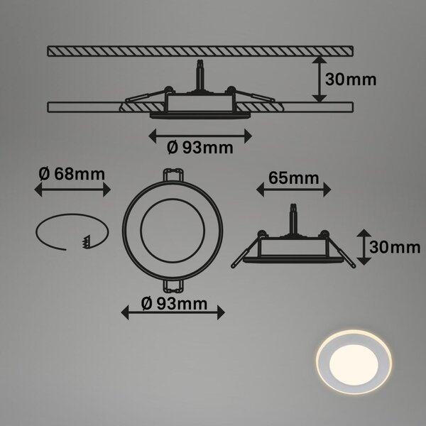 BRILONER Gima 3ks sada LED vestavné bodové svítidlo, 3 krokové ovládání, matný chrom 7988034