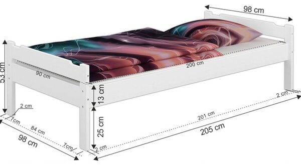 Jednolůžková postel 90 cm Lipo (bílá)