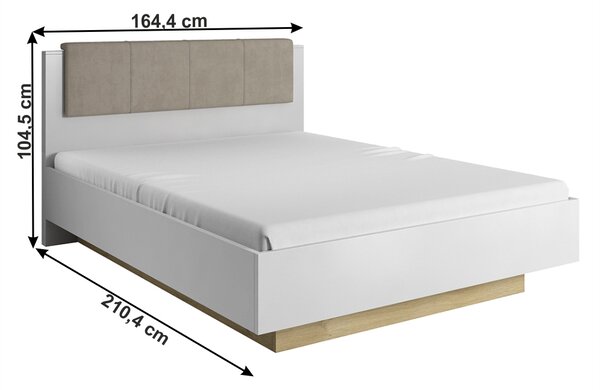 Manželská postel 160 cm Cethos (bílá + dub grandson + bílý lesk)
