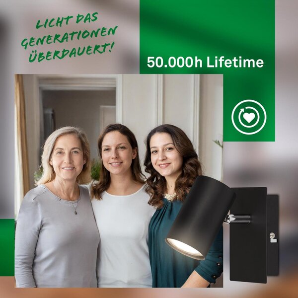 BRILONER Isil A LED nástěnné svítidlo do interiéru, třída A, nastavitelné, černá 2840015