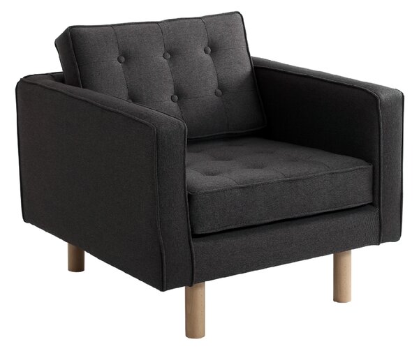 Nordic Design Antracitově šedé látkové křeslo Emmet