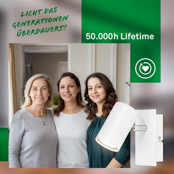 BRILONER Isil A LED nástěnné svítidlo do interiéru, třída A, nastavitelné, bílé 2840016