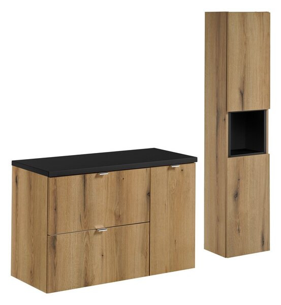 Comad Koupelnová sestava Nova Oak 90 cm se skříňkami dub coast evoke/černá