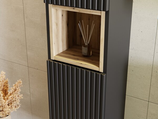 Comad Koupelnová sestava Nova Black 80 cm s umyvadlem, deskou a skříňkami černá/dub evoke