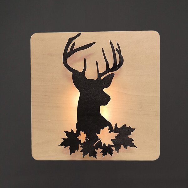 AMADEA Dřevěná svítící dekorace jelen, masivní dřevo, rozměr 33 cm, český výrobek