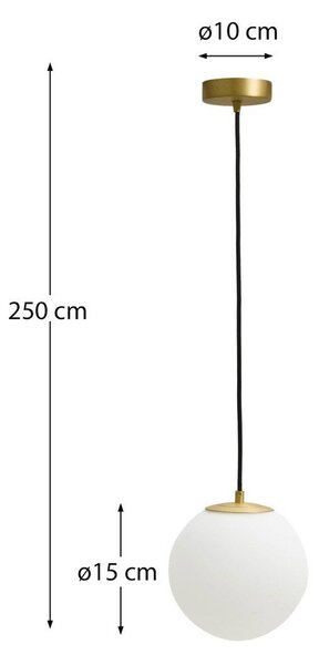 Bílé/ve zlaté barvě kovové závěsné svítidlo se skleněným stínidlem ø 15 cm Brisia – Kave Home