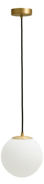 Bílé/ve zlaté barvě kovové závěsné svítidlo se skleněným stínidlem ø 15 cm Brisia – Kave Home