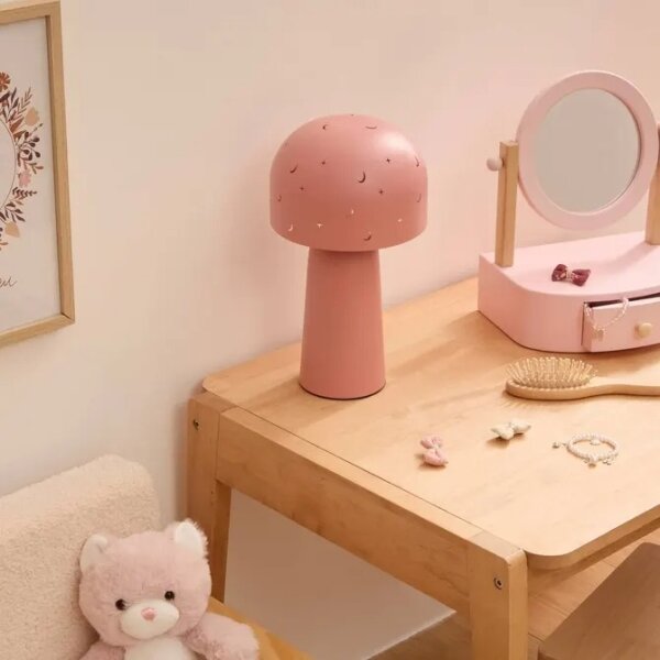 Atmosphera - Dětská stolní lampa STARRY MUSHROOM 1xE14/25W/230V růžová