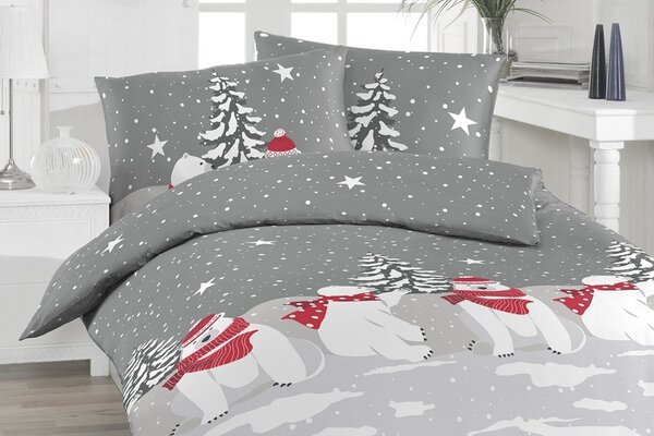 Florella Flanelové povlečení Dines Grau Rozměr: 70x90 + 140x200 cm