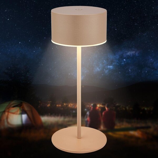 BRILONER Kira stolní lampička - 3W, 200lm, bezdrátová, LED, dotykový vypínač, stmívatelné, béžová 7629011