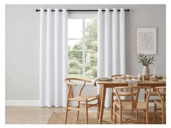 Bílý závěs OXFORD LIGHT 140x270 cm Zavěšení: Řasící páska