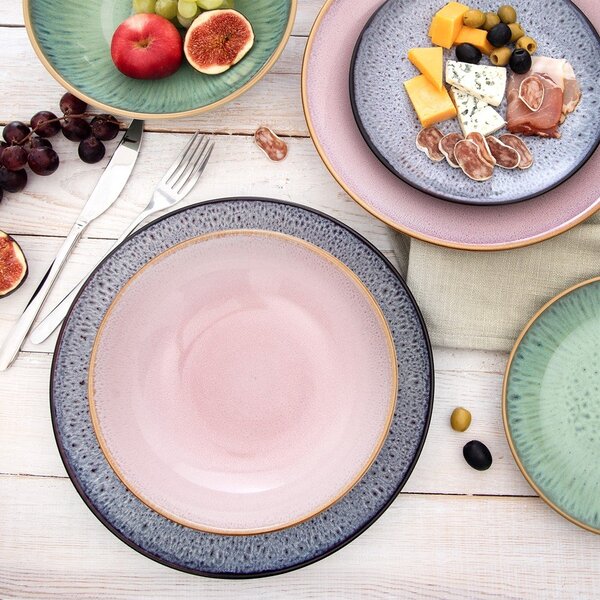 Růžový hluboký keramický talíř ø 20,5 cm Glaze – Orion