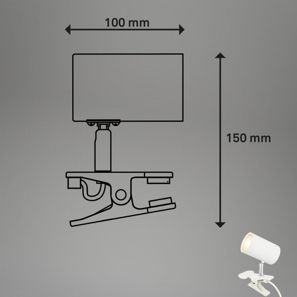 BRILONER Klem lampička na stůl, nastavitelná, s klipsem, bílé 2766016