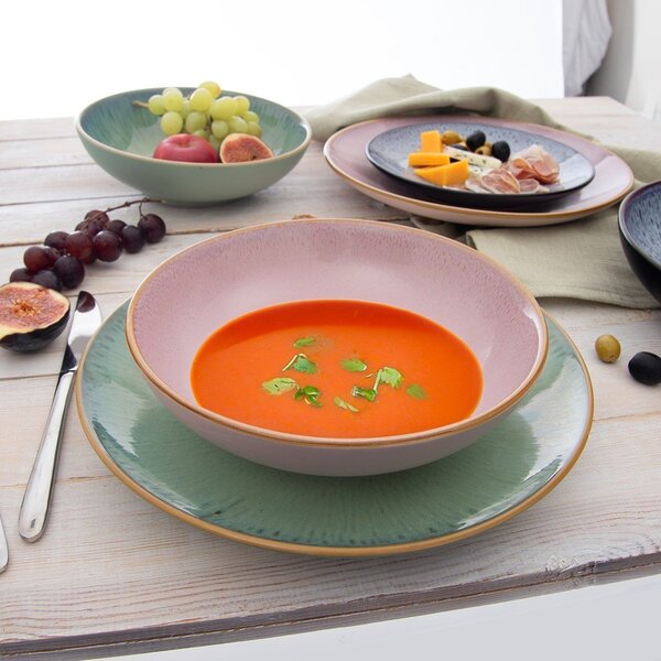 Růžový hluboký keramický talíř ø 20,5 cm Glaze – Orion