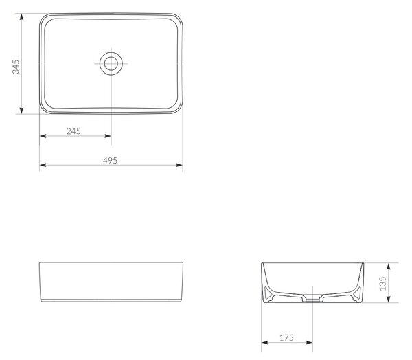 Cersanit Crea umyvadlo 49.5x34.5 cm obdélníkový na pult bílá lesk K114-001-ECO