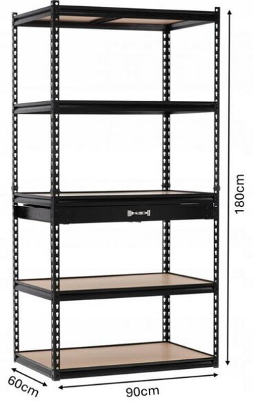 Regál 5 polic + šuplík 180x90x60 - Lakovaný