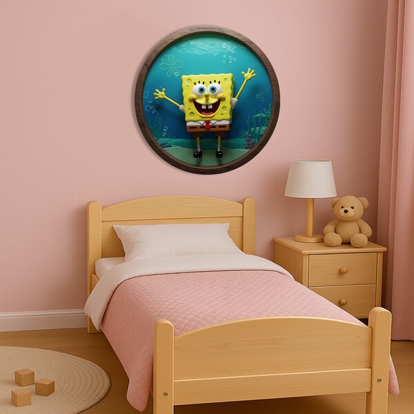 Dřevěný Svíticí obraz s UV potiskem - SpongeBob