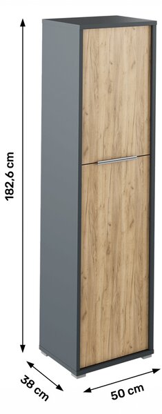 Skříň Hamila NEW TYP 08 (grafit + dub artisan)