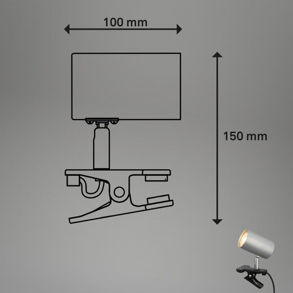 BRILONER Klem lampička na stůl, nastavitelná, s klipsem, matný chrom 2766014