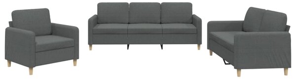 3dílná sedací souprava s poduškami tmavě šedá textil 3202055