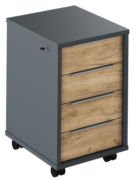 Kancelářský kontejner se zámkem Hamila NEW TYP 30 (grafit + dub artisan)