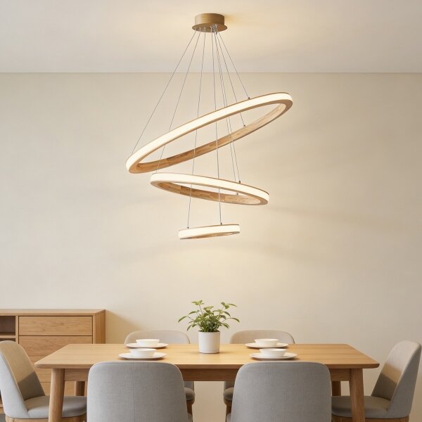 Brilagi - LED Lustr na lanku UMEA WOOD LED/45W/230V pr. 60 cm dřevo