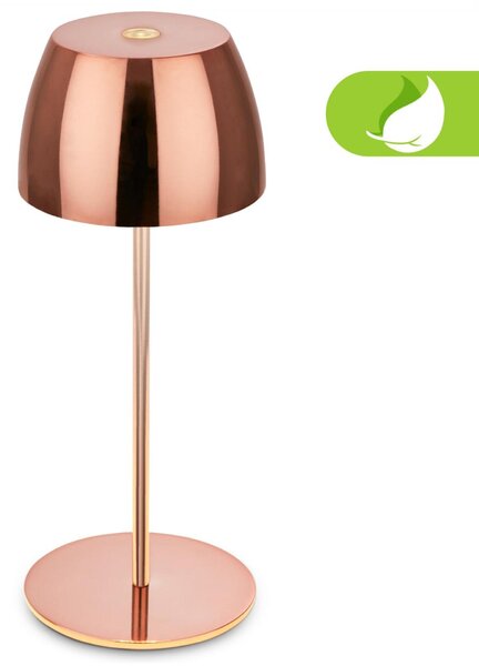 BRILONER LED nabíjecí stolní lampička Serina Mini, bezdrátová, 20cm, IP44, 2,5W, stmívatelné, dotykový vypínač, měď 7503013