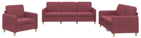 3dílná sedací souprava s poduškami vínová textil 3202060