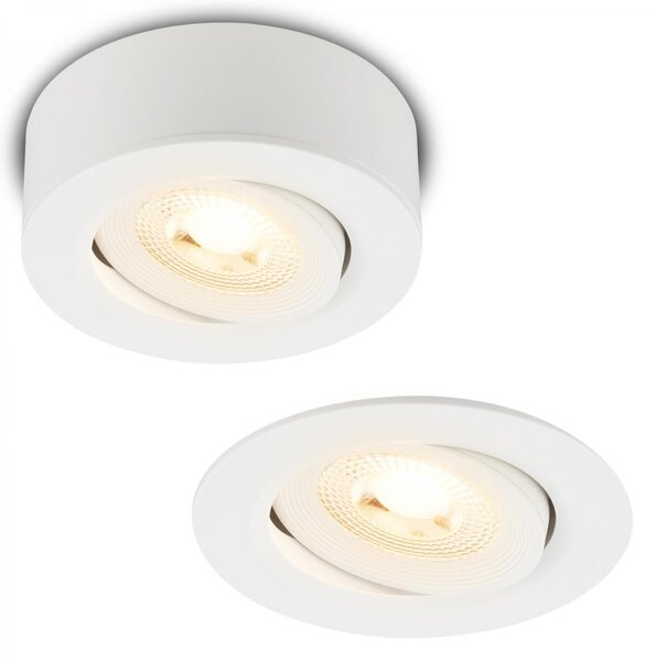 BRILONER LED vestavné / přisazené bodové svítidlo – pr.90mm, 5W, 230V, teplá bílá, nastavitelné, bílé 7991016