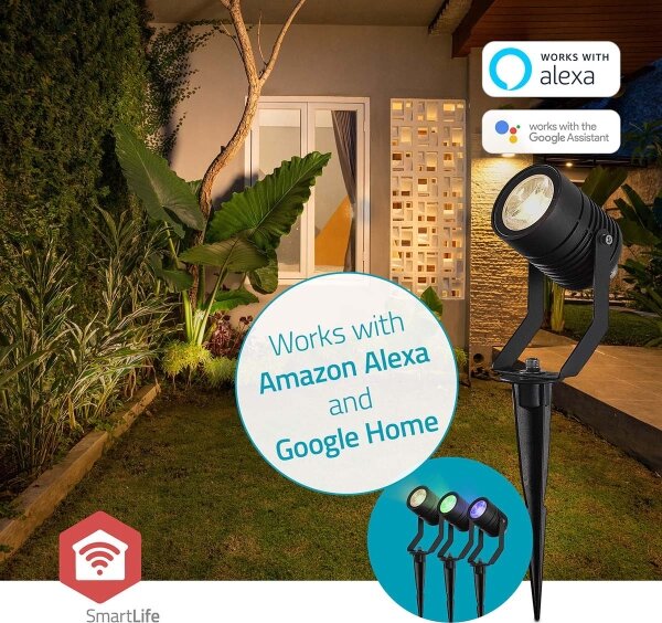 Nedis ZBLOS10RGBW3-SADA 3x LED RGBW Stm. venk. lampa LED/3W/230V IP65 Wi-Fi Tuya