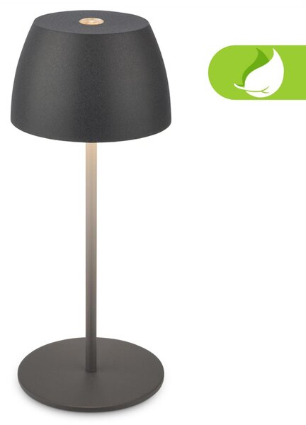 BRILONER LED nabíjecí stolní lampička Serina Mini, bezdrátová, 20cm, IP44, 2,5W, stmívatelné, dotykový vypínač, antracit 7503015