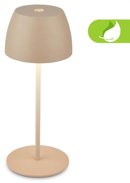BRILONER LED nabíjecí stolní lampička Serina Mini, bezdrátová, 20cm, IP44, 2,5W, stmívatelné, dotykový vypínač, béžová 7503011