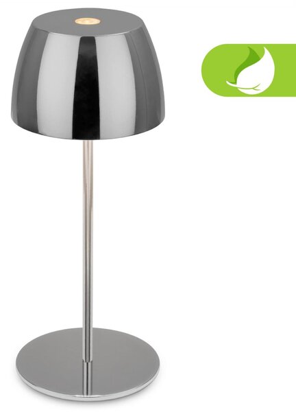 BRILONER LED nabíjecí stolní lampička Serina Mini, bezdrátová, 20cm, IP44, 2,5W, stmívatelné, dotykový vypínač, chrom 7503018
