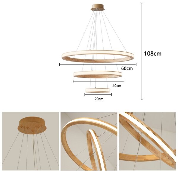 Brilagi - LED Lustr na lanku UMEA WOOD LED/45W/230V pr. 60 cm dřevo
