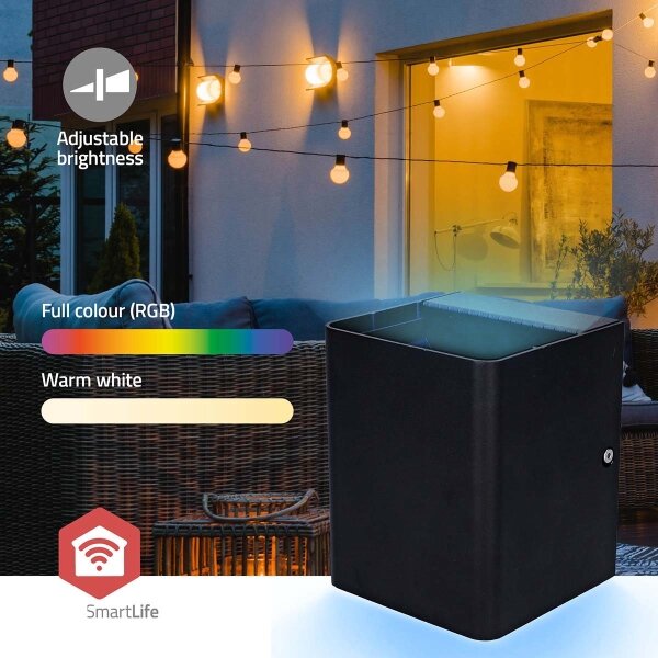 Nedis ZBLOW10RGBW - LED RGBW Stm. venk. svít. LED/12W/230V IP65 Wi-Fi Tuya černá