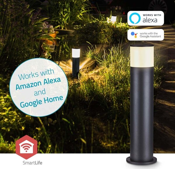 Nedis ZBLOP10RGBW - LED RGBW Stm. venk. lampa LED/10W/230V IP65 Wi-Fi Tuya černá