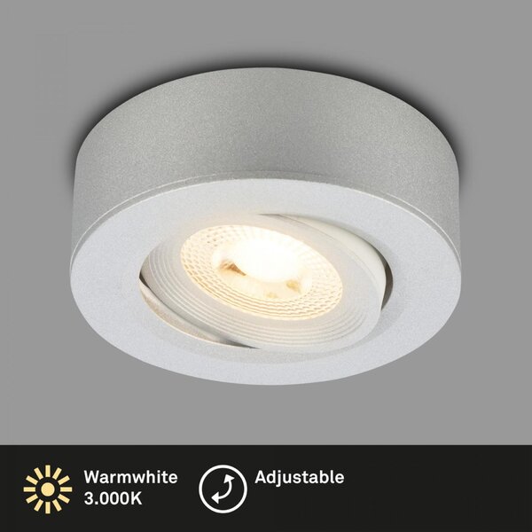 BRILONER LED vestavné / přisazené bodové svítidlo – pr.90mm, 5W, 230V, teplá bílá, nastavitelné, matný chrom 7991014