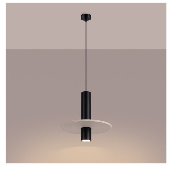 Černé/béžové kovové závěsné svítidlo ø 30 cm Olisa – Sollux