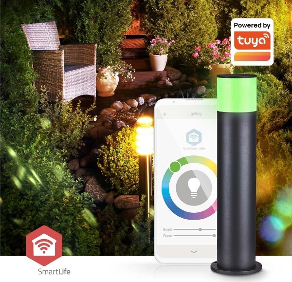 Nedis ZBLOP10RGBW - LED RGBW Stm. venk. lampa LED/10W/230V IP65 Wi-Fi Tuya černá