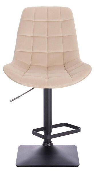 LuxuryForm DESIGN Barová židle PARIS VELUR na černé hranaté podstavě - krémová